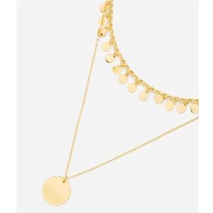 Two layer gold choker and disc pendant necklace!